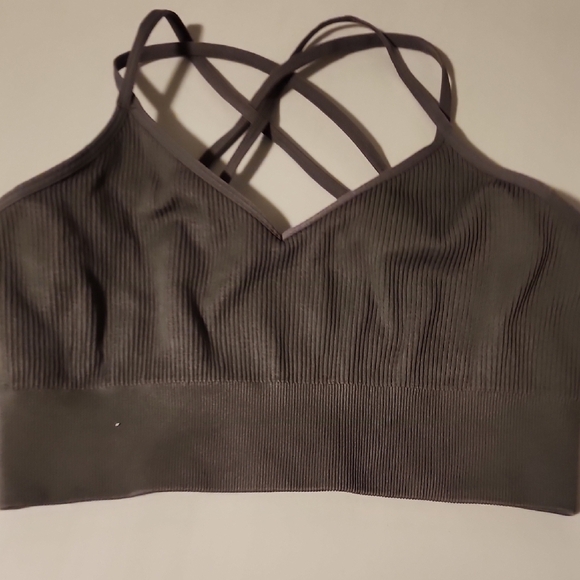 Gray Ribbed Strappy Bralette - Picture 1 of 3